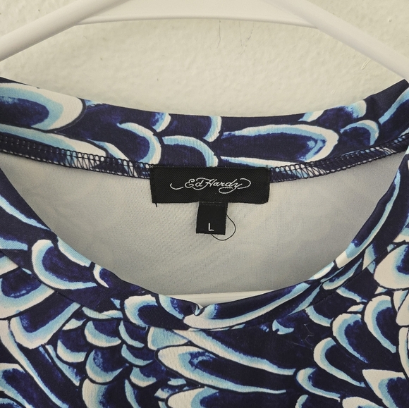 NWT Ed Hardy Blue Cropped Top Shirt Womens Size Large - Picture 4 of 7